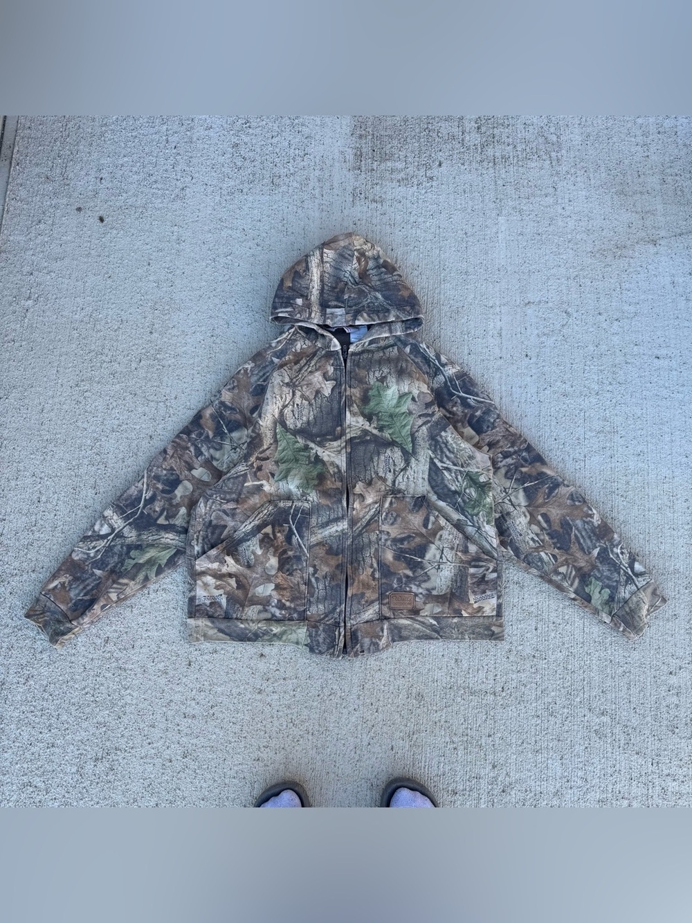 Vintage Camo Hoodie Mens L/XL Green WALLS Blizzard Pruf Sweatshirt